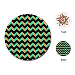 Modern Retro Chevron Patchwork Pattern Playing Cards (Round)  Front