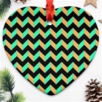 Modern Retro Chevron Patchwork Pattern Heart Ornament (2 Sides) Back