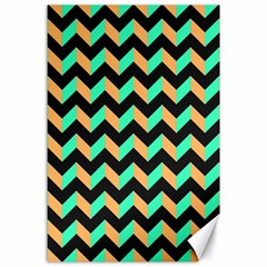 Modern Retro Chevron Patchwork Pattern Canvas 24  X 36 