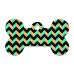 Modern Retro Chevron Patchwork Pattern Dog Tag Bone (two Sides) by GardenOfOphir