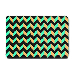 Modern Retro Chevron Patchwork Pattern Small Doormat  by GardenOfOphir