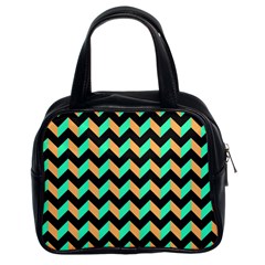 Modern Retro Chevron Patchwork Pattern Classic Handbags (2 Sides)