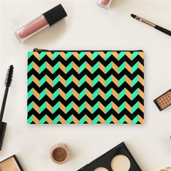 Modern Retro Chevron Patchwork Pattern Cosmetic Bag (medium) 