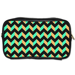 Modern Retro Chevron Patchwork Pattern Toiletries Bags