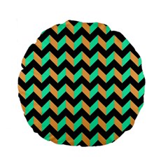 Modern Retro Chevron Patchwork Pattern Standard 15  Premium Round Cushions