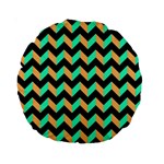 Modern Retro Chevron Patchwork Pattern Standard 15  Premium Round Cushions Front