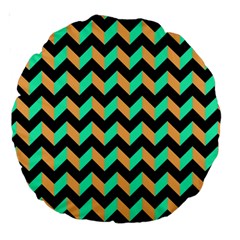 Modern Retro Chevron Patchwork Pattern Large 18  Premium Round Cushions