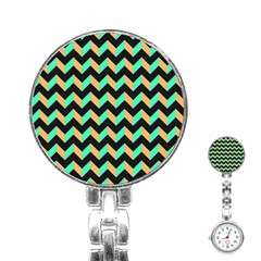 Modern Retro Chevron Patchwork Pattern Stainless Steel Nurses Watches