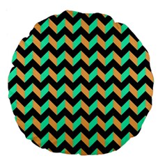 Modern Retro Chevron Patchwork Pattern Large 18  Premium Flano Round Cushions by GardenOfOphir