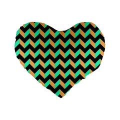 Modern Retro Chevron Patchwork Pattern Standard 16  Premium Flano Heart Shape Cushions