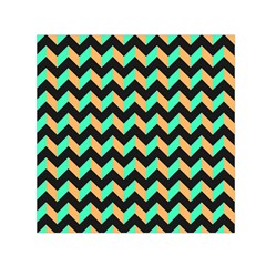 Modern Retro Chevron Patchwork Pattern Small Satin Scarf (square) 