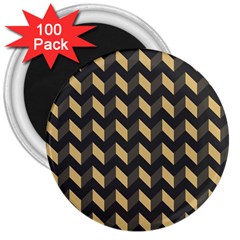 Modern Retro Chevron Patchwork Pattern 3  Magnets (100 Pack)