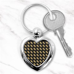 Modern Retro Chevron Patchwork Pattern Key Chains (heart) 