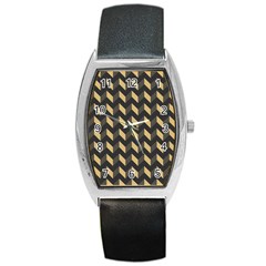 Modern Retro Chevron Patchwork Pattern Barrel Metal Watches by GardenOfOphir