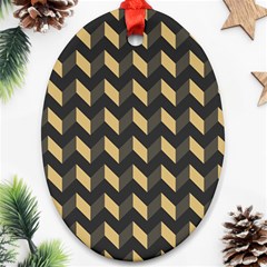 Modern Retro Chevron Patchwork Pattern Oval Ornament (two Sides) by GardenOfOphir