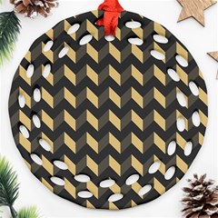 Modern Retro Chevron Patchwork Pattern Ornament (round Filigree) 