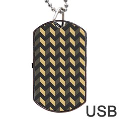 Modern Retro Chevron Patchwork Pattern Dog Tag Usb Flash (one Side) by GardenOfOphir