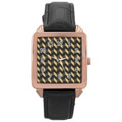 Modern Retro Chevron Patchwork Pattern Rose Gold Watches