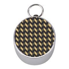 Modern Retro Chevron Patchwork Pattern Mini Silver Compasses