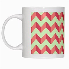 Modern Retro Chevron Patchwork Pattern White Mugs