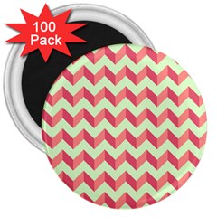 Modern Retro Chevron Patchwork Pattern 3  Magnets (100 Pack)