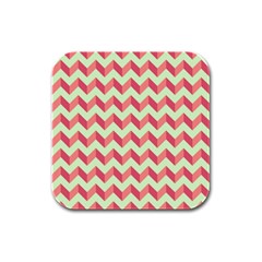 Modern Retro Chevron Patchwork Pattern Rubber Square Coaster (4 Pack)  by GardenOfOphir