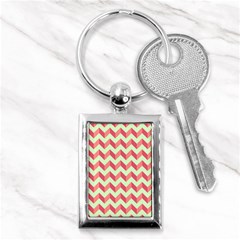 Modern Retro Chevron Patchwork Pattern Key Chains (rectangle) 