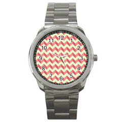 Modern Retro Chevron Patchwork Pattern Sport Metal Watches