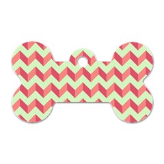 Modern Retro Chevron Patchwork Pattern Dog Tag Bone (two Sides)