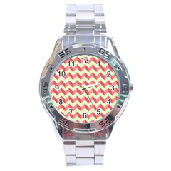 Modern Retro Chevron Patchwork Pattern Stainless Steel Men s Watch