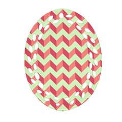 Modern Retro Chevron Patchwork Pattern Ornament (oval Filigree)  by GardenOfOphir