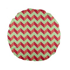 Modern Retro Chevron Patchwork Pattern Standard 15  Premium Round Cushions