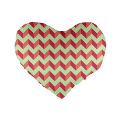 Modern Retro Chevron Patchwork Pattern Standard 16  Premium Heart Shape Cushions by GardenOfOphir