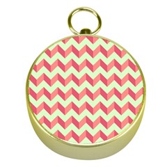 Modern Retro Chevron Patchwork Pattern Gold Compasses