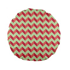 Modern Retro Chevron Patchwork Pattern Standard 15  Premium Flano Round Cushions