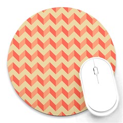 Modern Retro Chevron Patchwork Pattern Round Mousepads