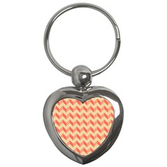 Modern Retro Chevron Patchwork Pattern Key Chains (heart)  by GardenOfOphir