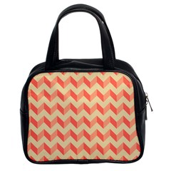 Modern Retro Chevron Patchwork Pattern Classic Handbags (2 Sides)