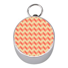 Modern Retro Chevron Patchwork Pattern Mini Silver Compasses