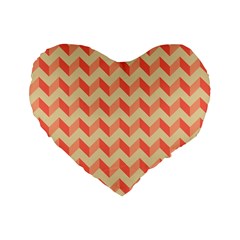 Modern Retro Chevron Patchwork Pattern Standard 16  Premium Flano Heart Shape Cushions