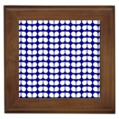 Blue And White Leaf Pattern Framed Tiles