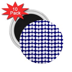 Blue And White Leaf Pattern 2 25  Magnets (10 Pack) 