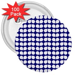 Blue And White Leaf Pattern 3  Buttons (100 Pack)  by GardenOfOphir