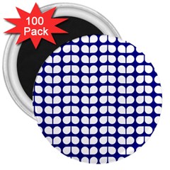 Blue And White Leaf Pattern 3  Magnets (100 pack)