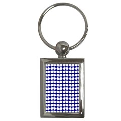 Blue And White Leaf Pattern Key Chains (rectangle)  by GardenOfOphir