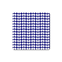 Blue And White Leaf Pattern Square Magnet