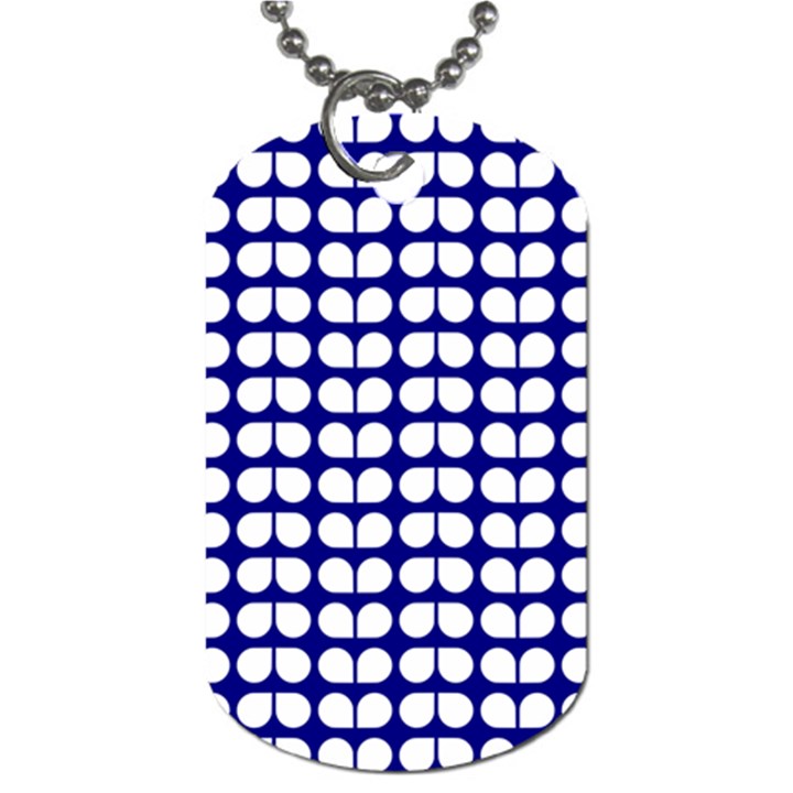 Blue And White Leaf Pattern Dog Tag (One Side)