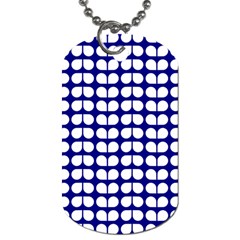 Blue And White Leaf Pattern Dog Tag (two Sides)