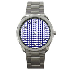 Blue And White Leaf Pattern Sport Metal Watches