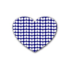 Blue And White Leaf Pattern Heart Coaster (4 Pack) 